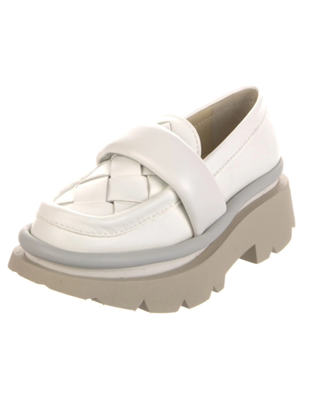 4CCCCEES Shoes Women’s 37 Platform Loafers woven front Ivory Leather